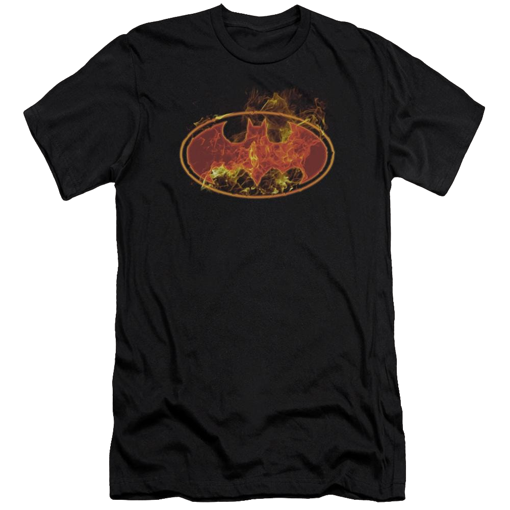 Batman Flames Logo - Men's Premium Slim Fit T-Shirt