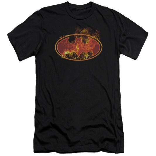 Batman Flames Logo - Men's Premium Slim Fit T-Shirt
