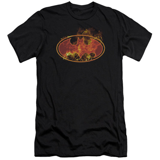 Batman Flames Logo Premium Bella Canvas Slim Fit Mens T Shirt Black