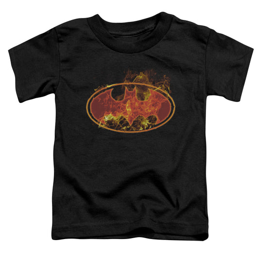 Batman Flames Logo Toddler Kids Youth T Shirt Black