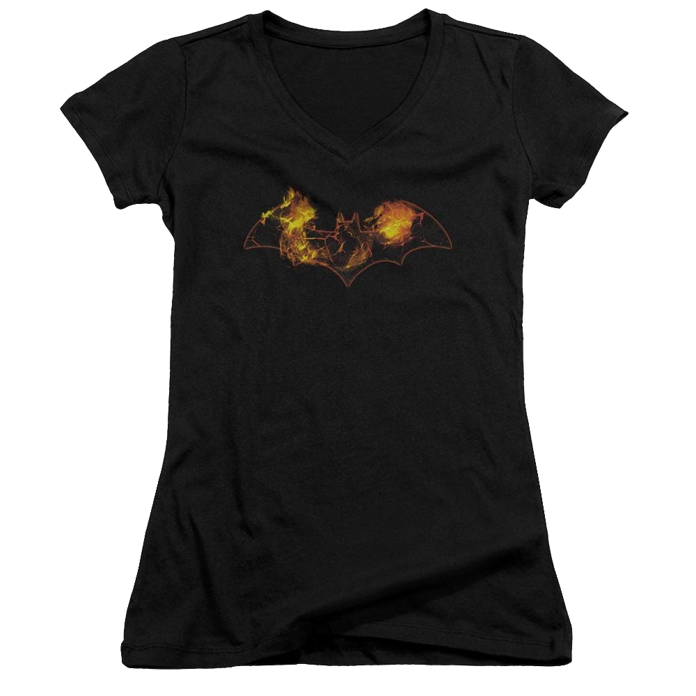 Batman Molten Logo - Juniors V-Neck T-Shirt