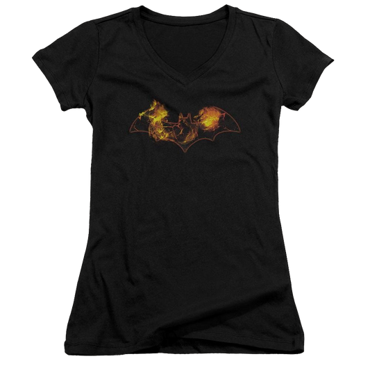Batman Molten Logo - Juniors V-Neck T-Shirt