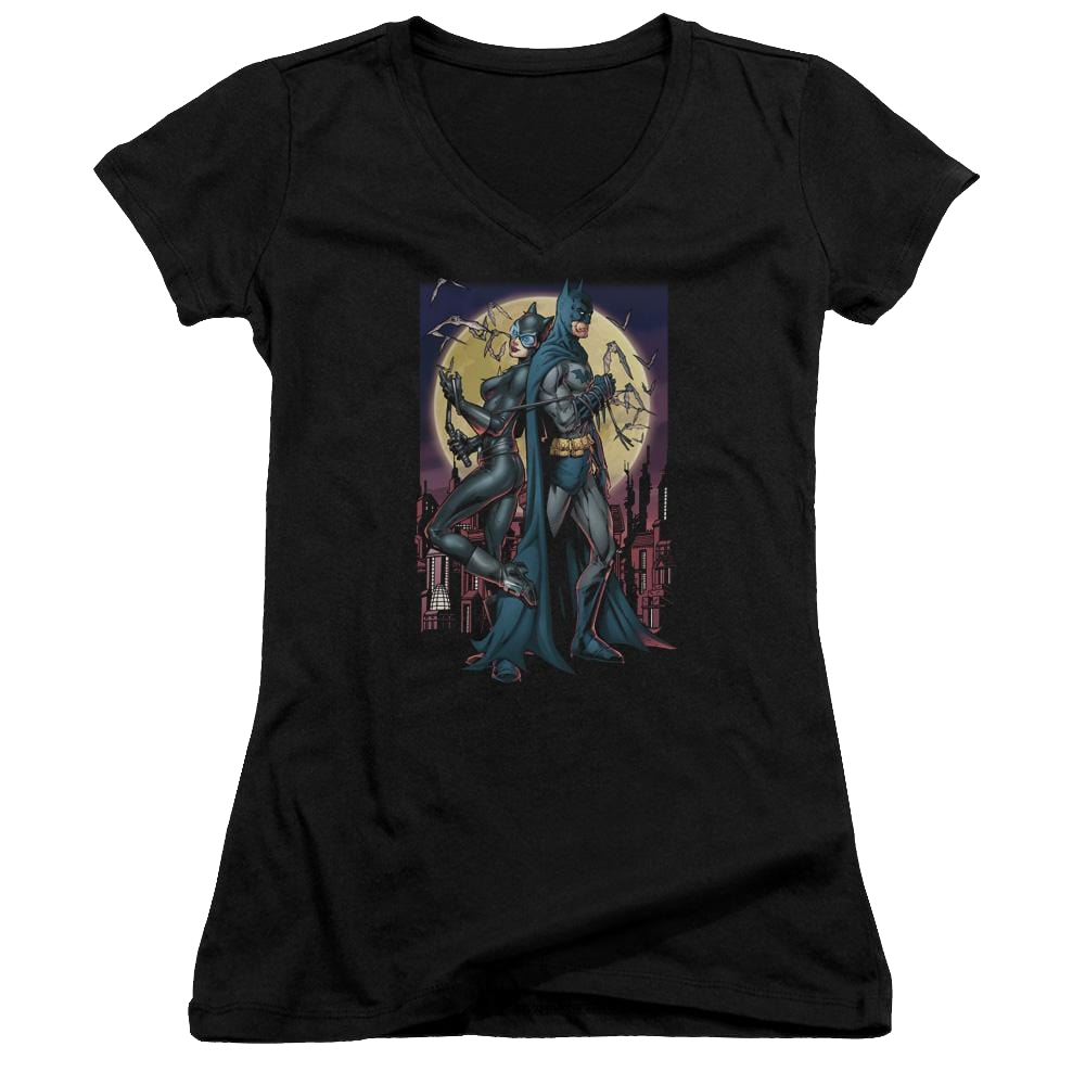 Batman Paint The Town Red - Juniors V-Neck T-Shirt