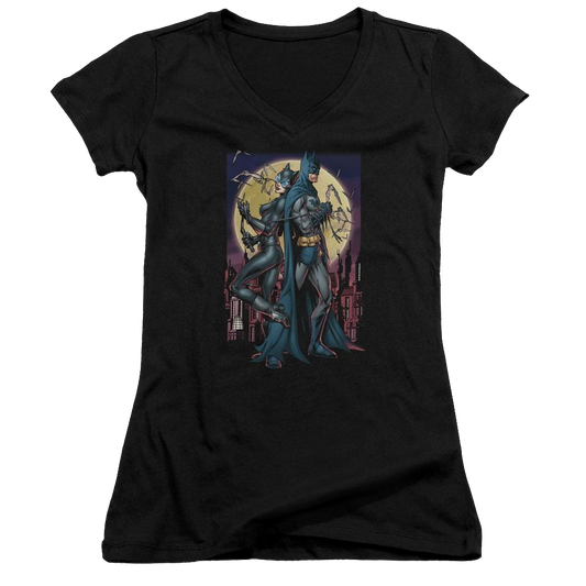 Batman Paint The Town Red - Juniors V-Neck T-Shirt