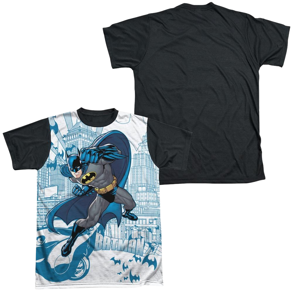 Batman Skyline All Over - Men's Black Back T-Shirt