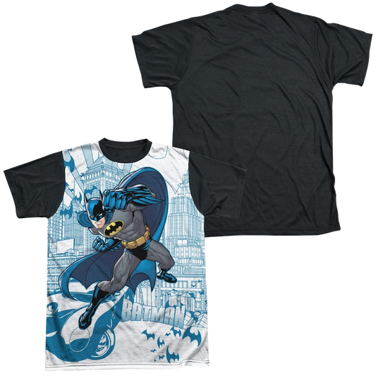 Batman Skyline All Over - Men's Black Back T-Shirt