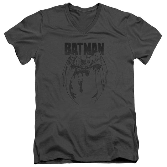 Batman Grey Noise Mens Slim Fit V Neck T Shirt Charcoal