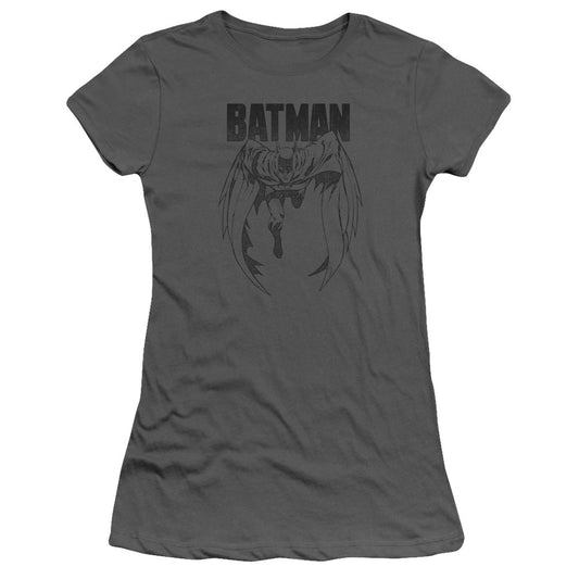 Batman Grey Noise Junior Sheer Cap Sleeve Womens T Shirt Charcoal