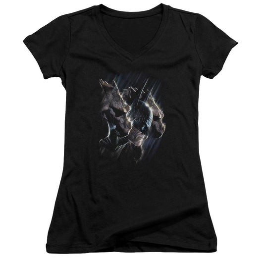 Batman Gargoyles Junior Sheer Cap Sleeve V Neck Womens T Shirt Black