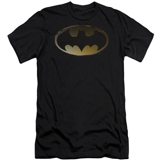 Batman Halftone Bat Slim Fit Mens T Shirt Black