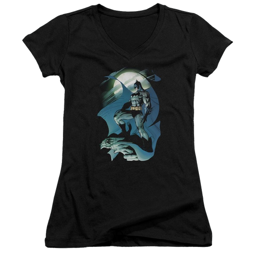 Batman Glow Of The Moon - Juniors V-Neck T-Shirt
