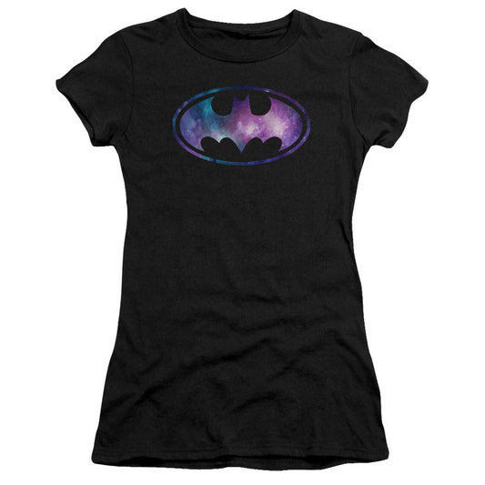 Batman Galaxy Signal Junior Sheer Cap Sleeve Womens T Shirt Black