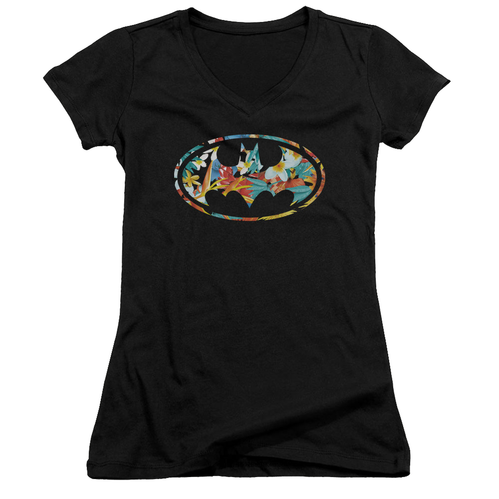 Batman Hawaiian Bat - Juniors V-Neck T-Shirt