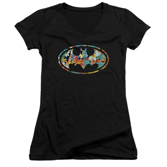 Batman Hawaiian Bat - Juniors V-Neck T-Shirt