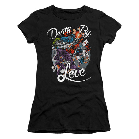 Batman Death By Love Junior Sheer Cap Sleeve Womens T Shirt Black
