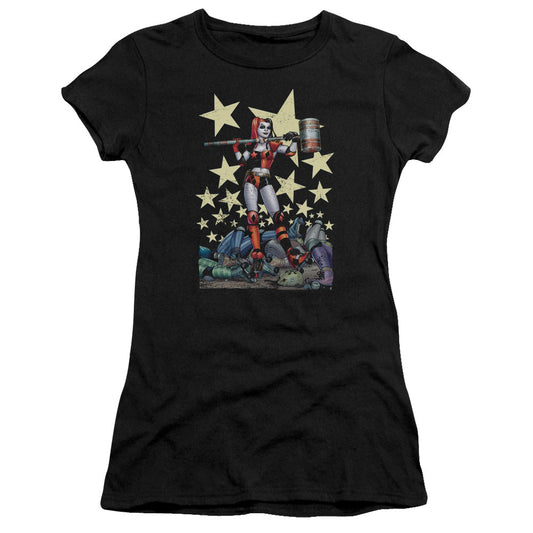 Batman Hammer Time Junior Sheer Cap Sleeve Womens T Shirt Black