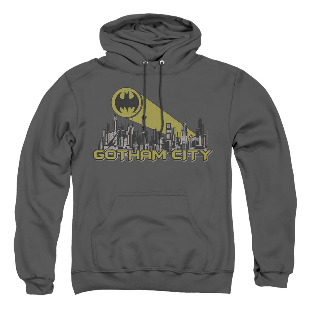 Batman Gotham Skyline Mens Hoodie Charcoal