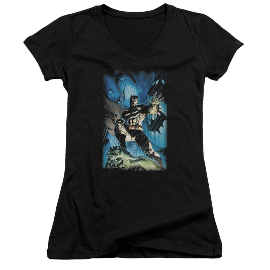Batman Stormy Dark Knight - Juniors V-Neck T-Shirt
