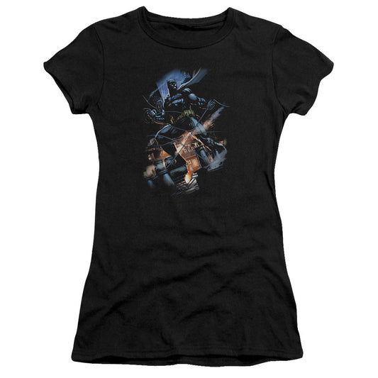 Batman Gotham Knight Junior Sheer Cap Sleeve Womens T Shirt Black