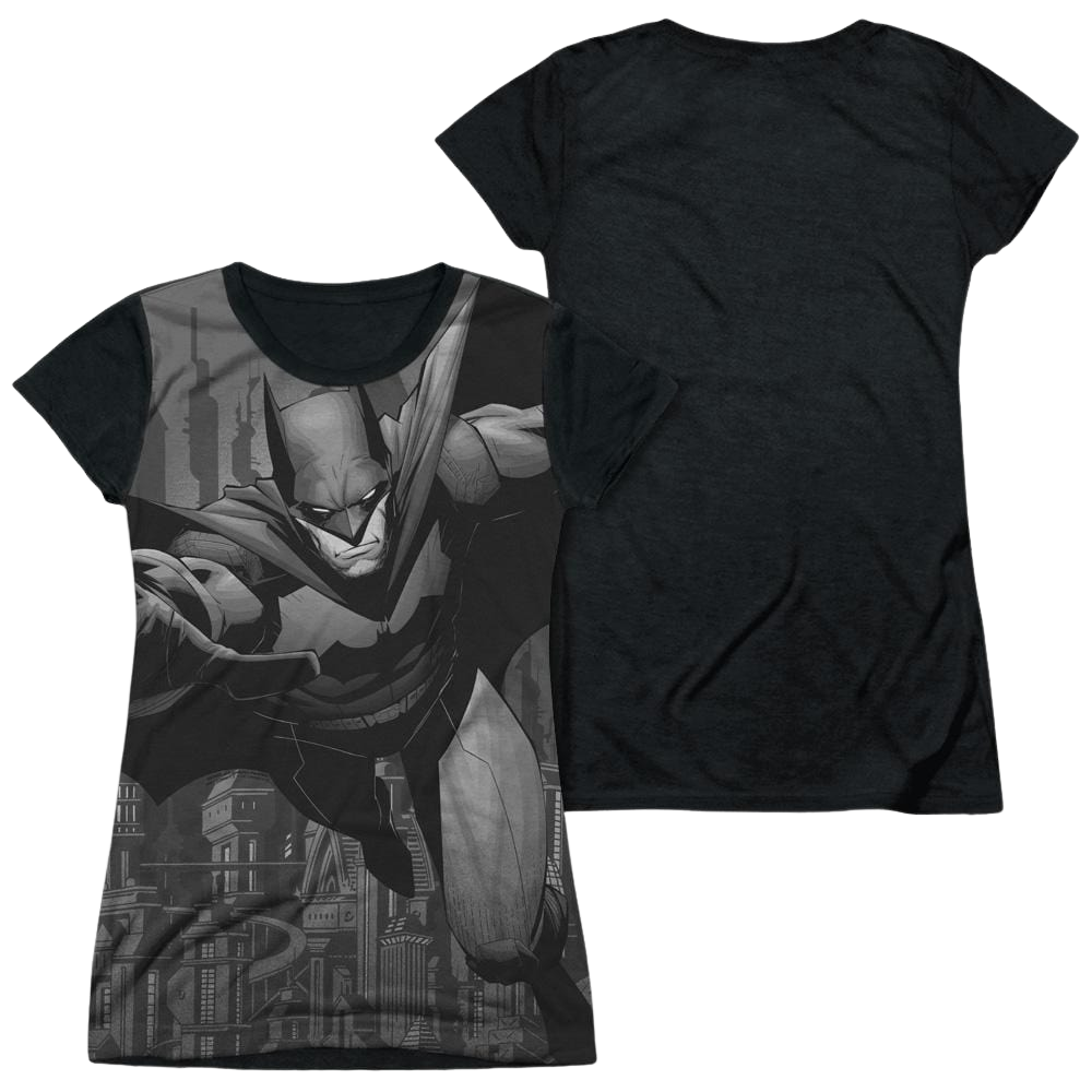Batman Grey Race - Juniors Black Back T-Shirt