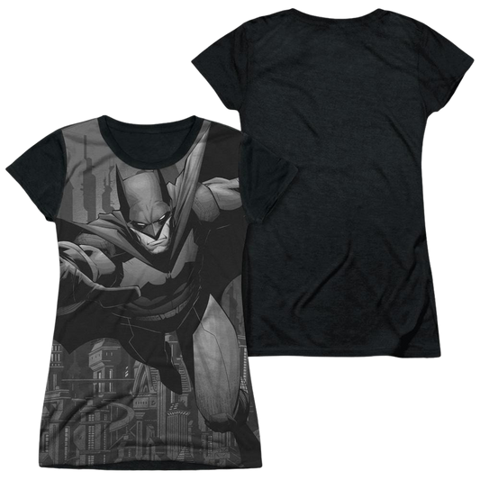Batman Grey Race - Juniors Black Back T-Shirt