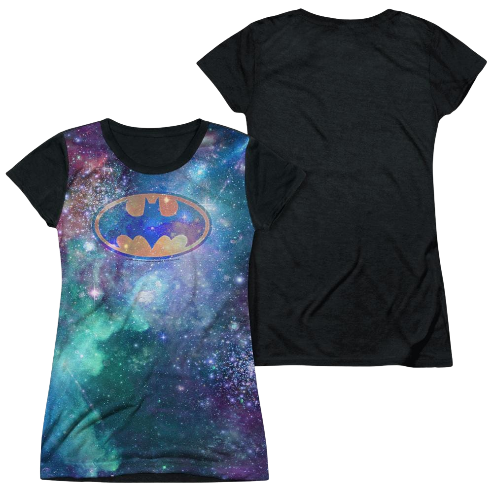 Batman Galaxy Symbol - Juniors Black Back T-Shirt