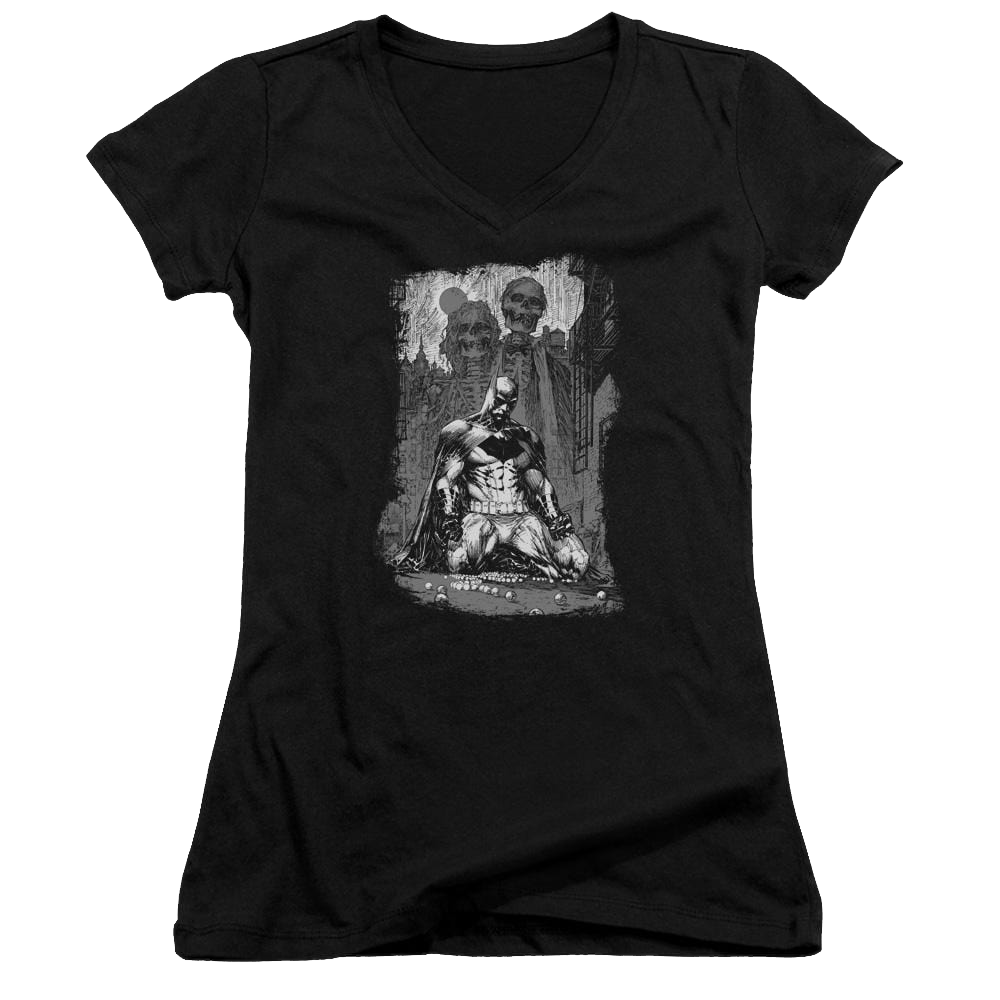 Batman Sketchy Shadows - Juniors V-Neck T-Shirt