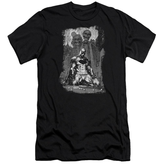 Batman Sketchy Shadows - Men's Premium Slim Fit T-Shirt