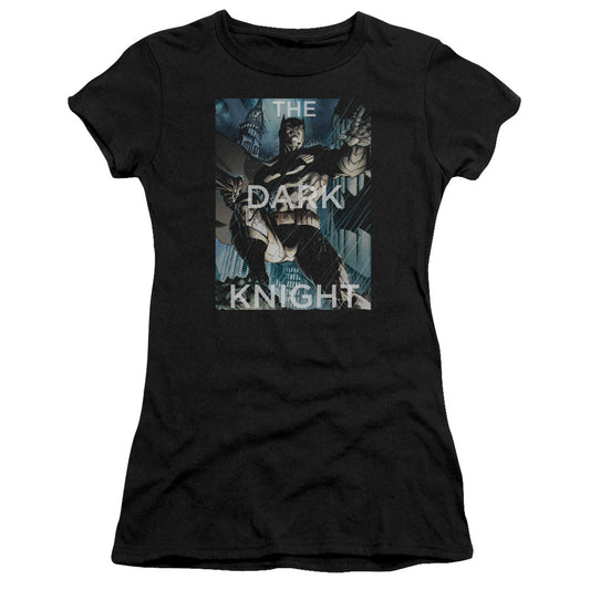 Batman Fighting The Storm Junior Sheer Cap Sleeve Womens T Shirt Black