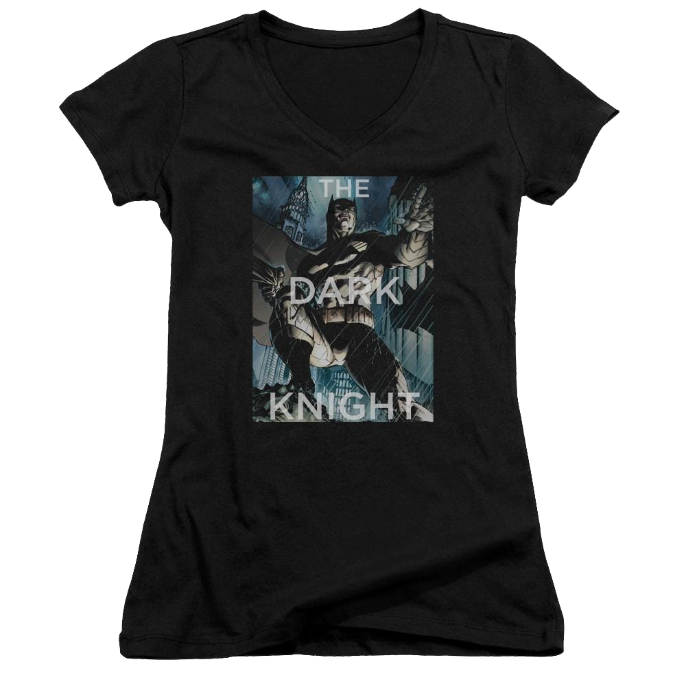 Batman Fighting The Storm - Juniors V-Neck T-Shirt