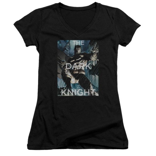 Batman Fighting The Storm - Juniors V-Neck T-Shirt