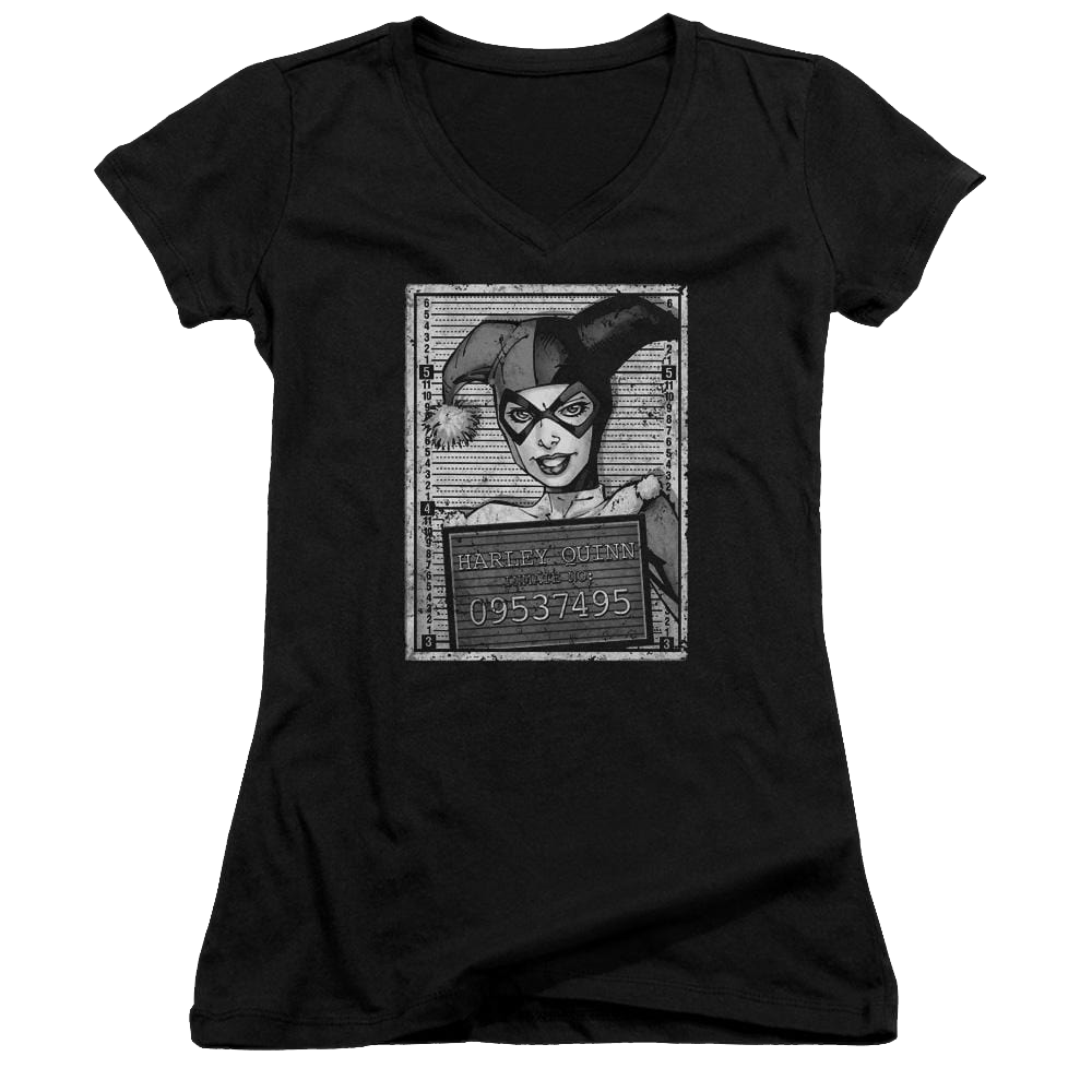 Batman Harley Inmate - Juniors V-Neck T-Shirt