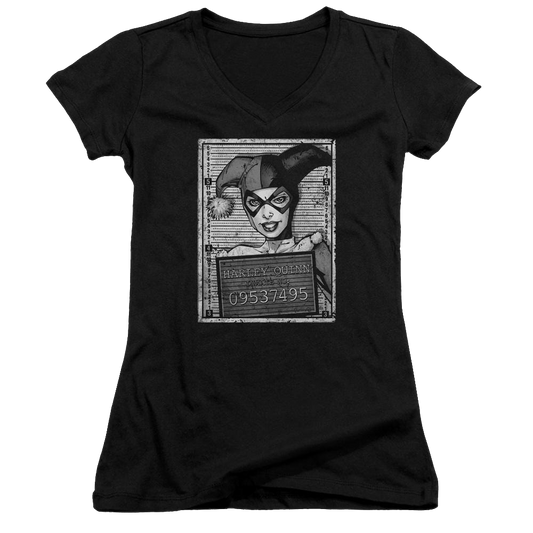 Batman Harley Inmate - Juniors V-Neck T-Shirt