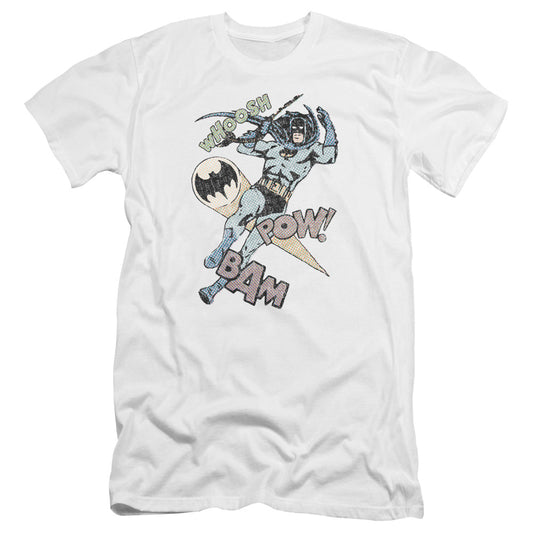 Batman Halftone Swing Premium Bella Canvas Slim Fit Mens T Shirt White