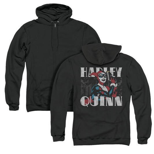 Batman Harley Bold Back Print Zipper Mens Hoodie Black