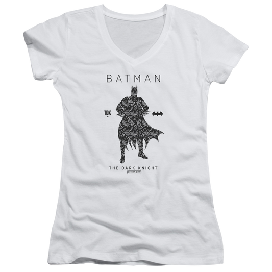 Batman Paislety Silhouette - Juniors V-Neck T-Shirt