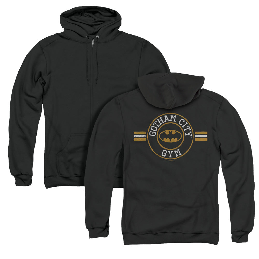 Batman Gotham City Gym Back Print Zipper Mens Hoodie Black