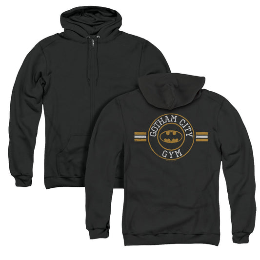 Batman Gotham City Gym Back Print Zipper Mens Hoodie Black