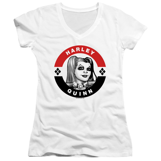 Batman Harley President Circle - Juniors V-Neck T-Shirt