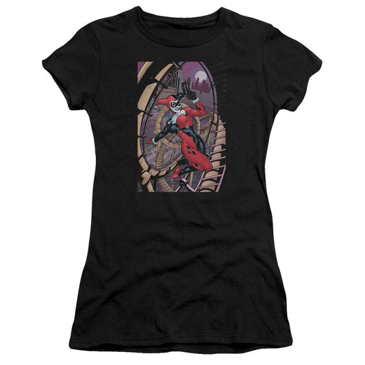 Batman Harley First Junior Sheer Cap Sleeve Womens T Shirt Black
