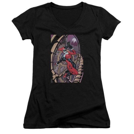 Batman Harley First - Juniors V-Neck T-Shirt