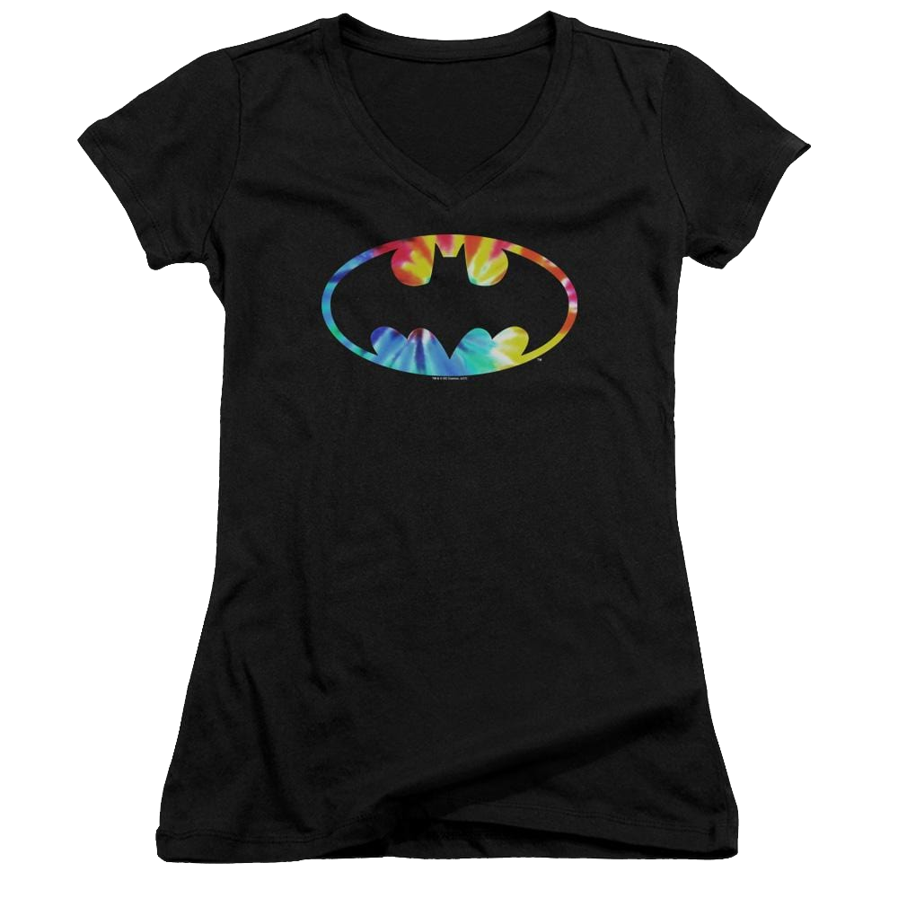 Batman Tie Dye Batman Logo - Juniors V-Neck T-Shirt