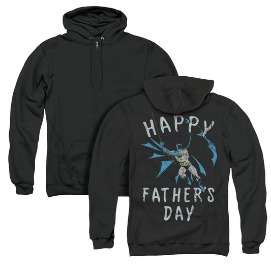Batman Fathers Day Back Print Zipper Mens Hoodie Black