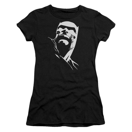 Batman Dkr Head Junior Sheer Cap Sleeve Womens T Shirt Black