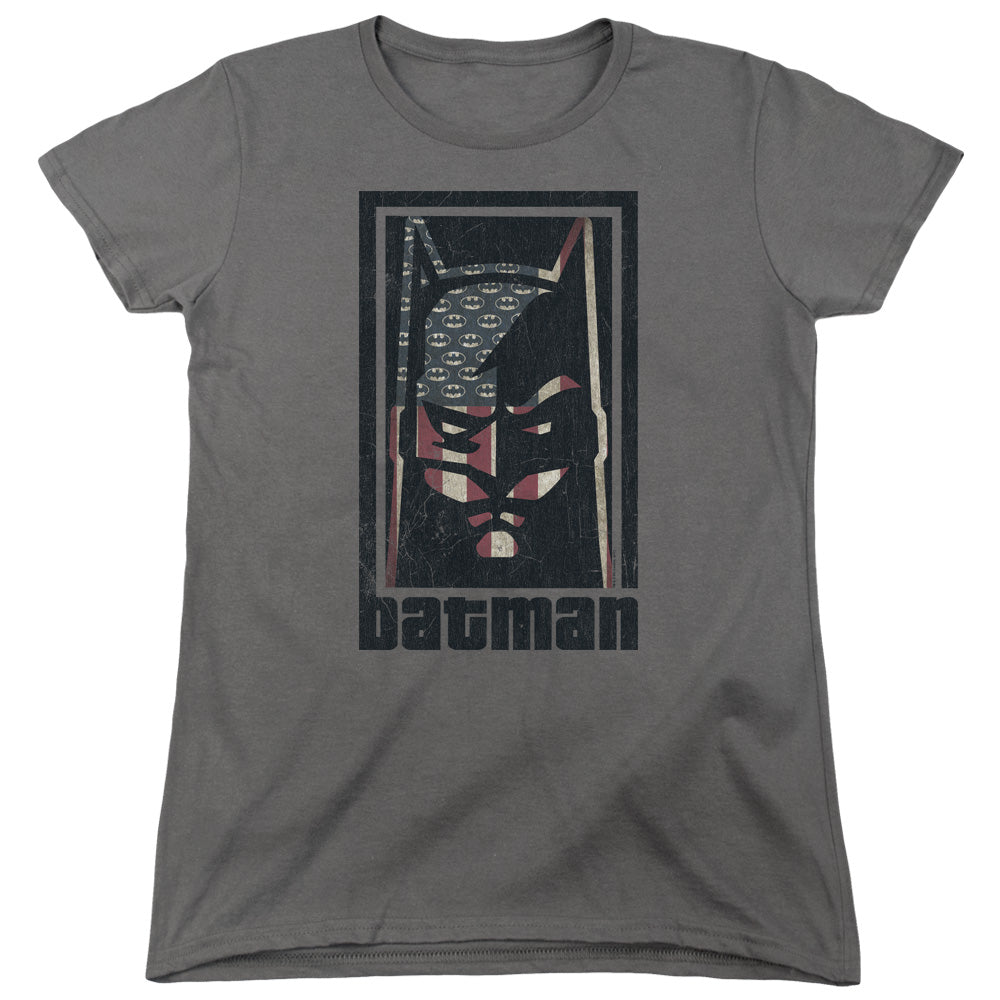 Batman American Batman Womens T Shirt Charcoal Style001