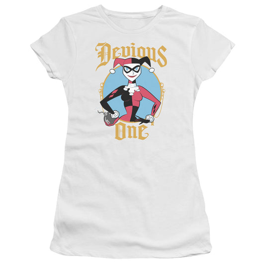 Batman Devious One Junior Sheer Cap Sleeve Womens T Shirt White