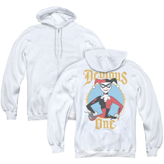 Batman Devious One Back Print Zipper Mens Hoodie White