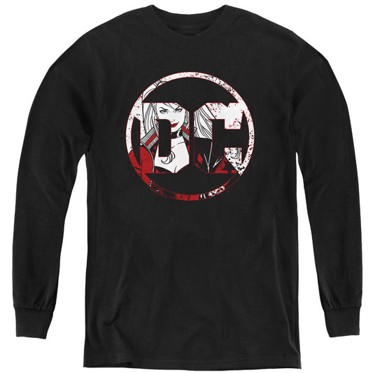 Batman Dc Logo Harley Long Sleeve Kids Youth T Shirt Black Style001