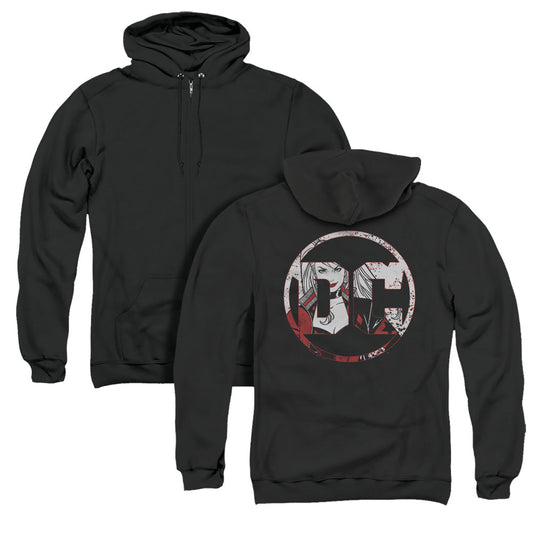 Batman Dc Logo Harley Back Print Mens Zipper Hoodie Black