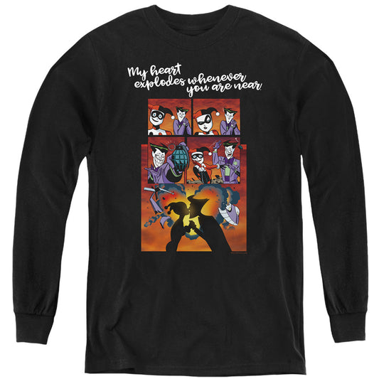 Batman Explode Long Sleeve Kids Youth T Shirt Black Style001